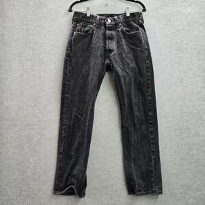Levi's 501 Men Jeans 30X30 Black Denim Original Fit Straight Leg Button Fly